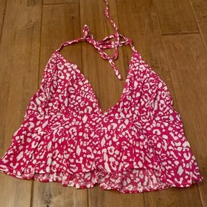 Shein Cheetah Print Pink Crop Top